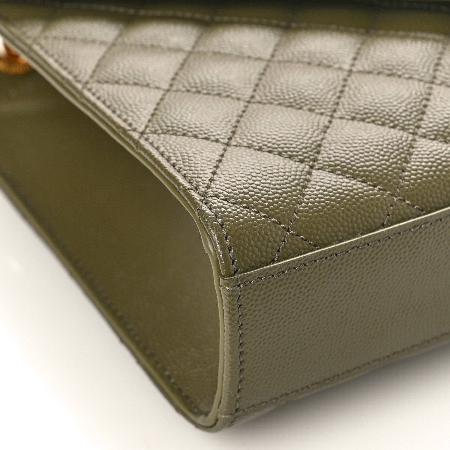 Saint Laurent Grain De Poudre Textured Mixed Matelasse Medium Triquilt Monogram Satchel Vert Kaki 8 of 9