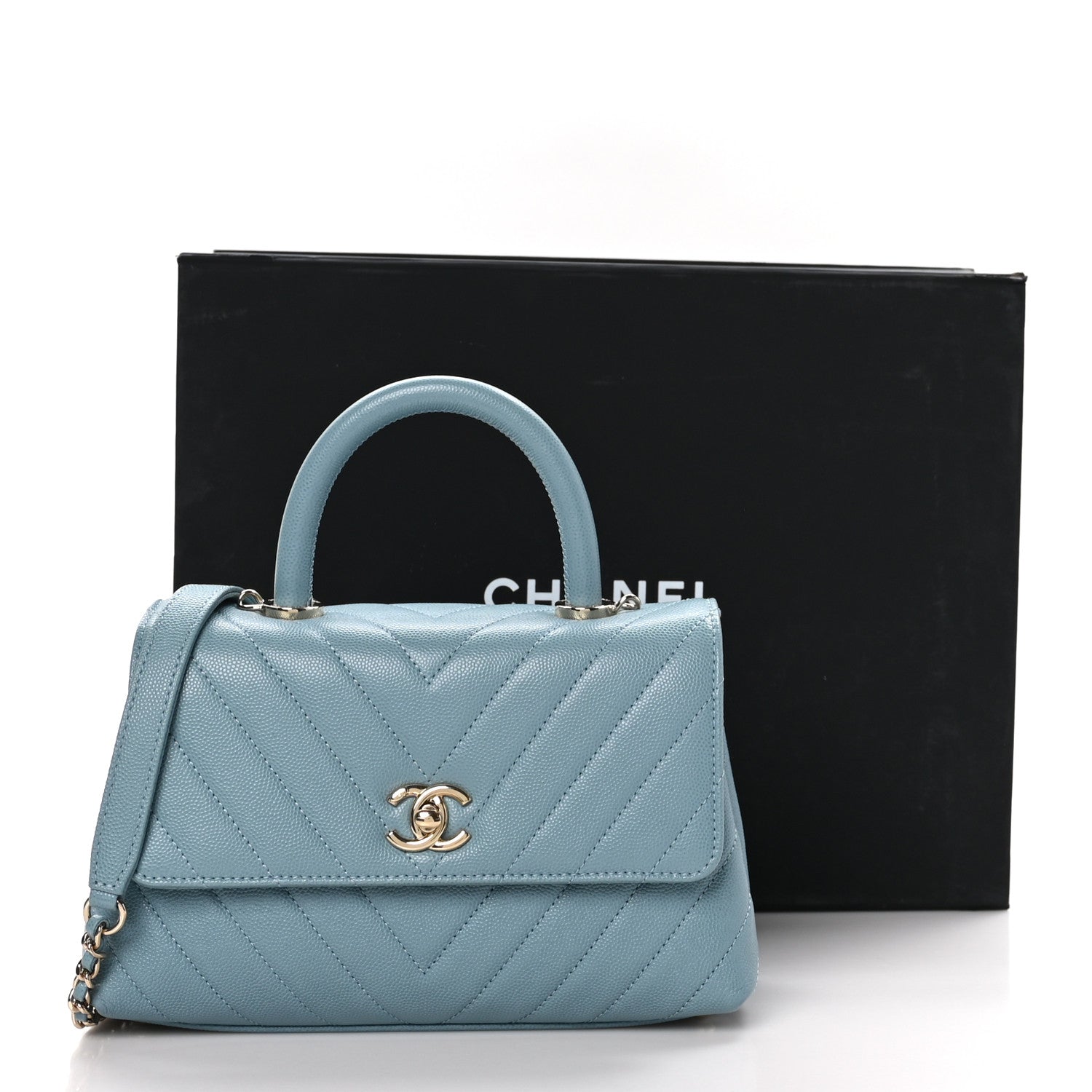 Chanel Caviar Chevron Quilted Mini Coco Handle Flap 11 of 11