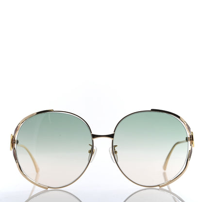Gucci Metal Oversized Round Frame GG0225S Sunglasses Gold 2 of 8