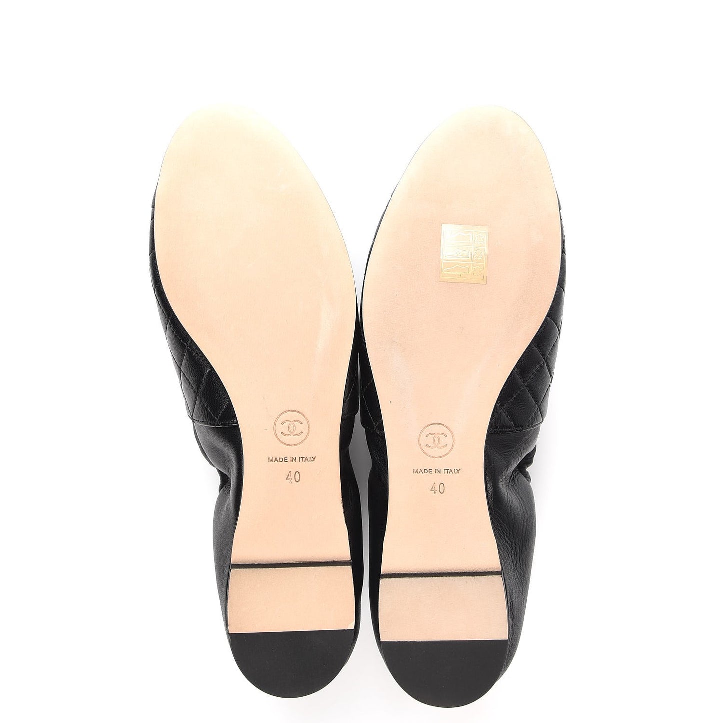 Lambskin Quilted Elastic CC Loafers 40 Black