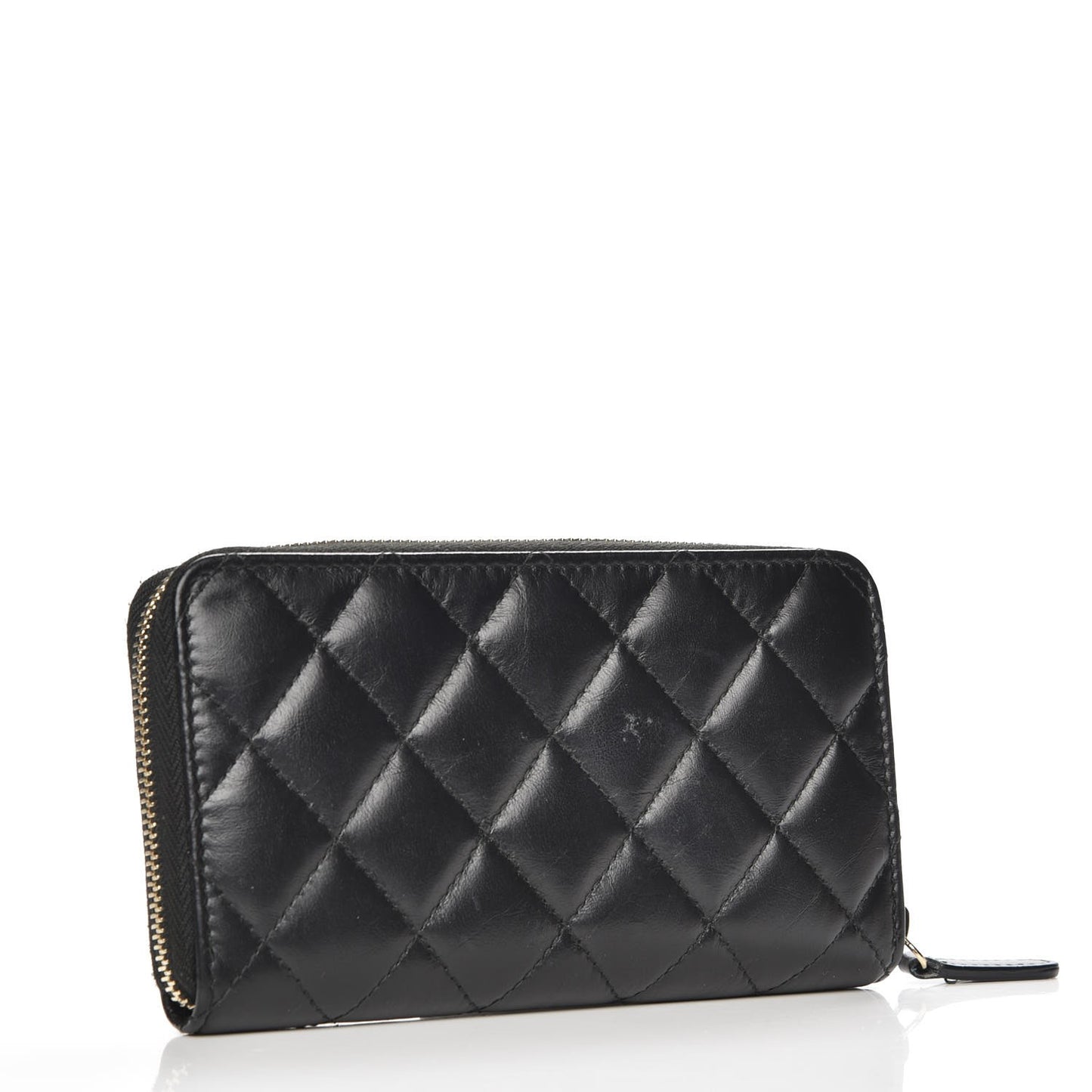 Aged Calfskin Quilted Small Lucky Charms 2.55 Reissue Zip Around Wallet Black