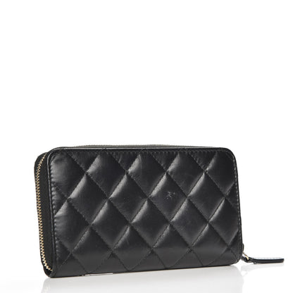 Chanel Aged Calfskin Quilted Small Lucky Charms 2.55 Reissue Zip Around Wallet Black 3 of 10