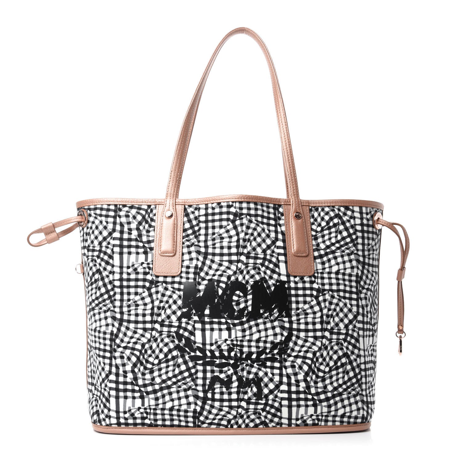 MCM Metallic Visetos Medium Liz Reversible Shopper Tote Champagne Gold 9 of 15