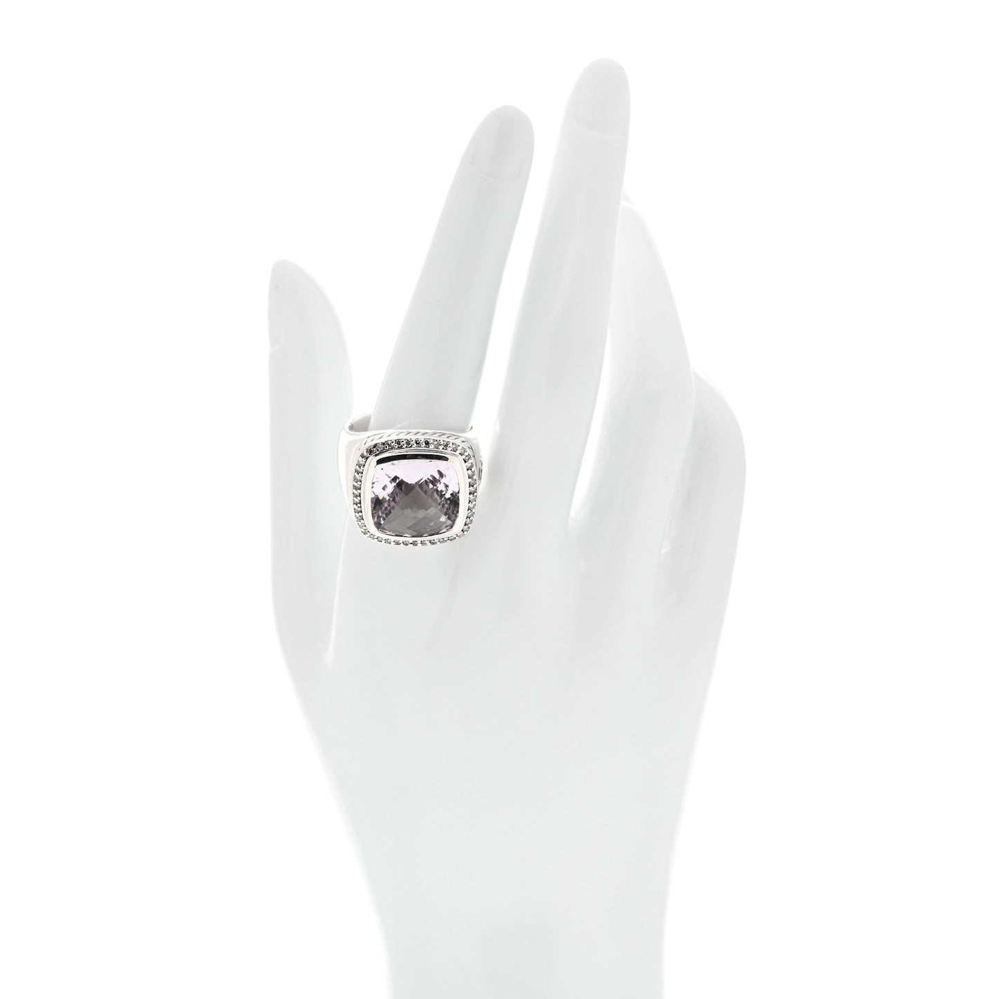 Sterling Silver Diamond Amethyst 14mm Albion Statement Ring 61 9.75