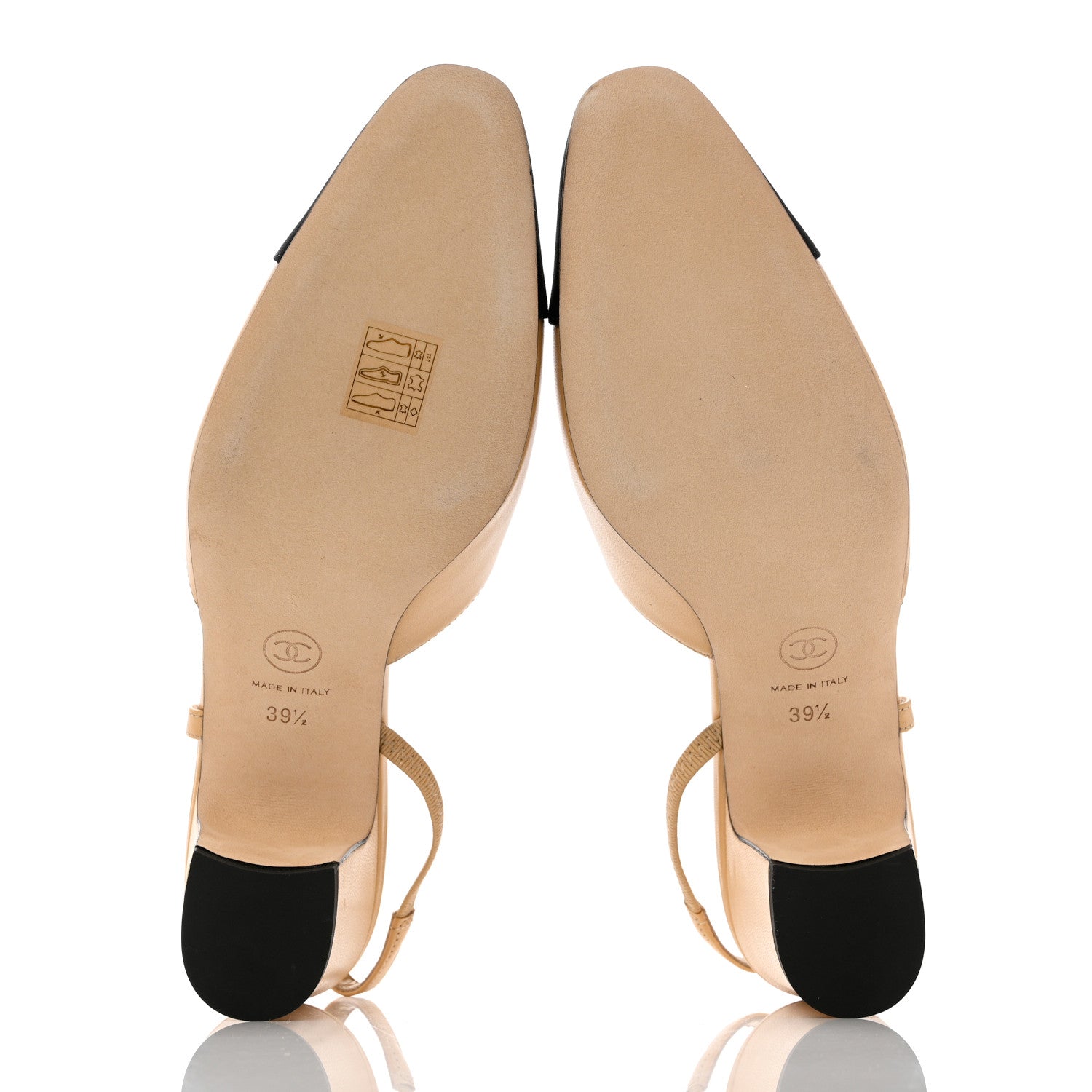 Chanel Goatskin Grosgrain Cap Toe CC Slingback Pumps 39.5 Beige Black 5 of 11