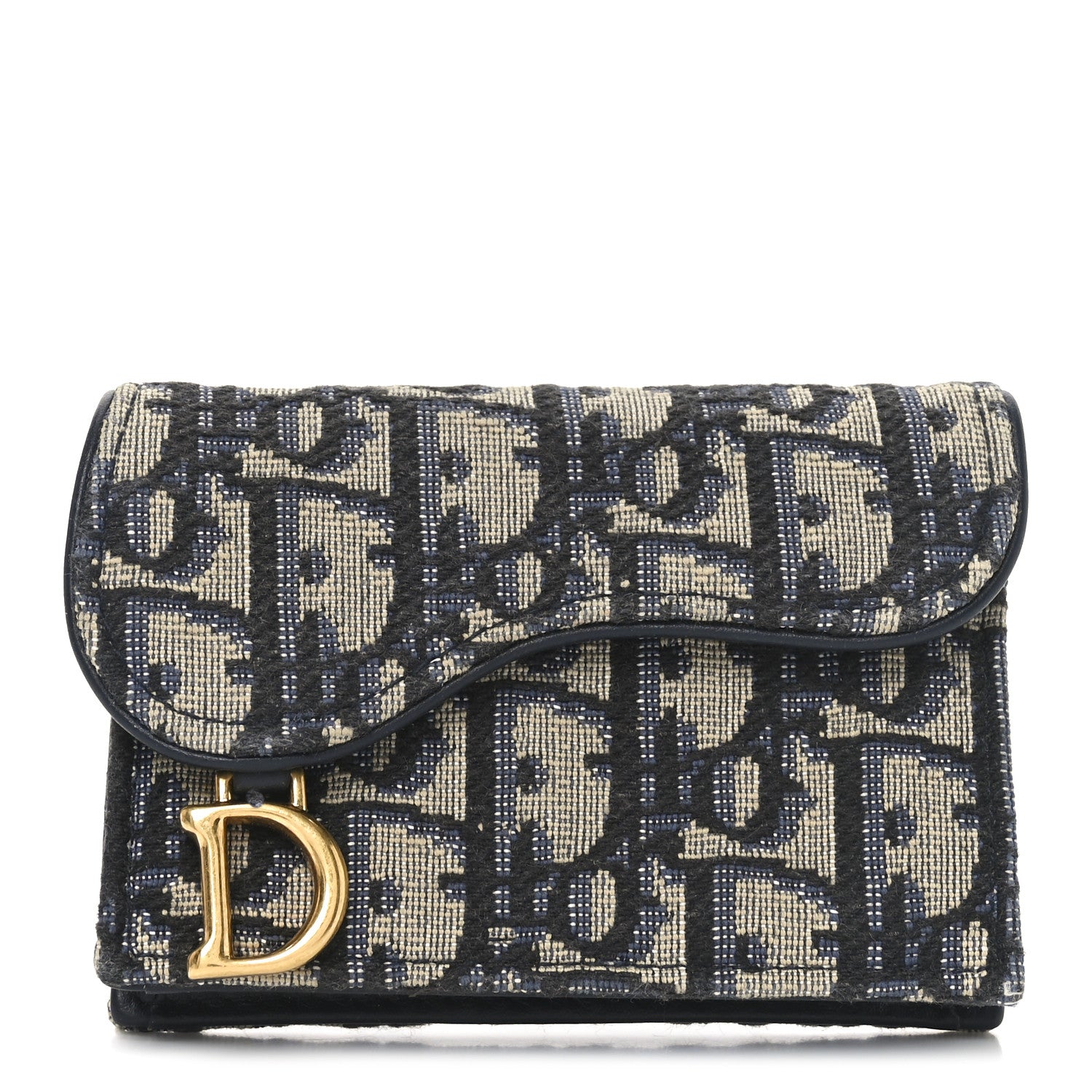 Christian Dior Oblique Saddle Card Holder Blue 1 of 7