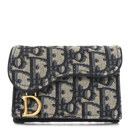 Christian Dior Oblique Saddle Card Holder Blue 1 of 7