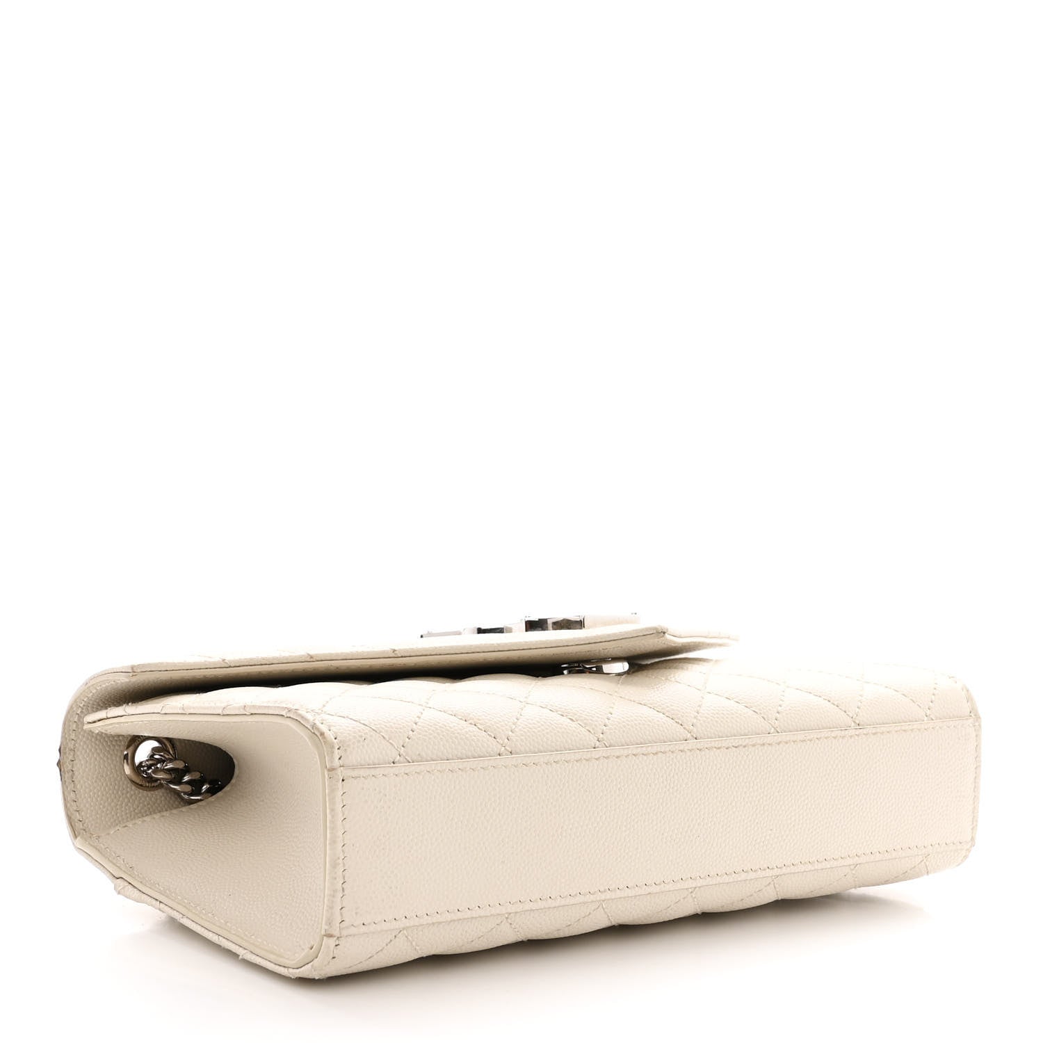Saint Laurent Grain De Poudre Textured Mixed Matelasse Triquilt Small Monogram Satchel Crema Soft 4 of 12
