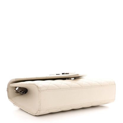 Saint Laurent Grain De Poudre Textured Mixed Matelasse Triquilt Small Monogram Satchel Crema Soft 4 of 12