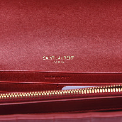Saint Laurent Patent Calfskin Matelasse Vicky Chain Wallet Rouge Eros 6 of 10