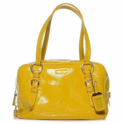 Prada Vernice Zippers Shoulder Bag Soleil 1 of 9