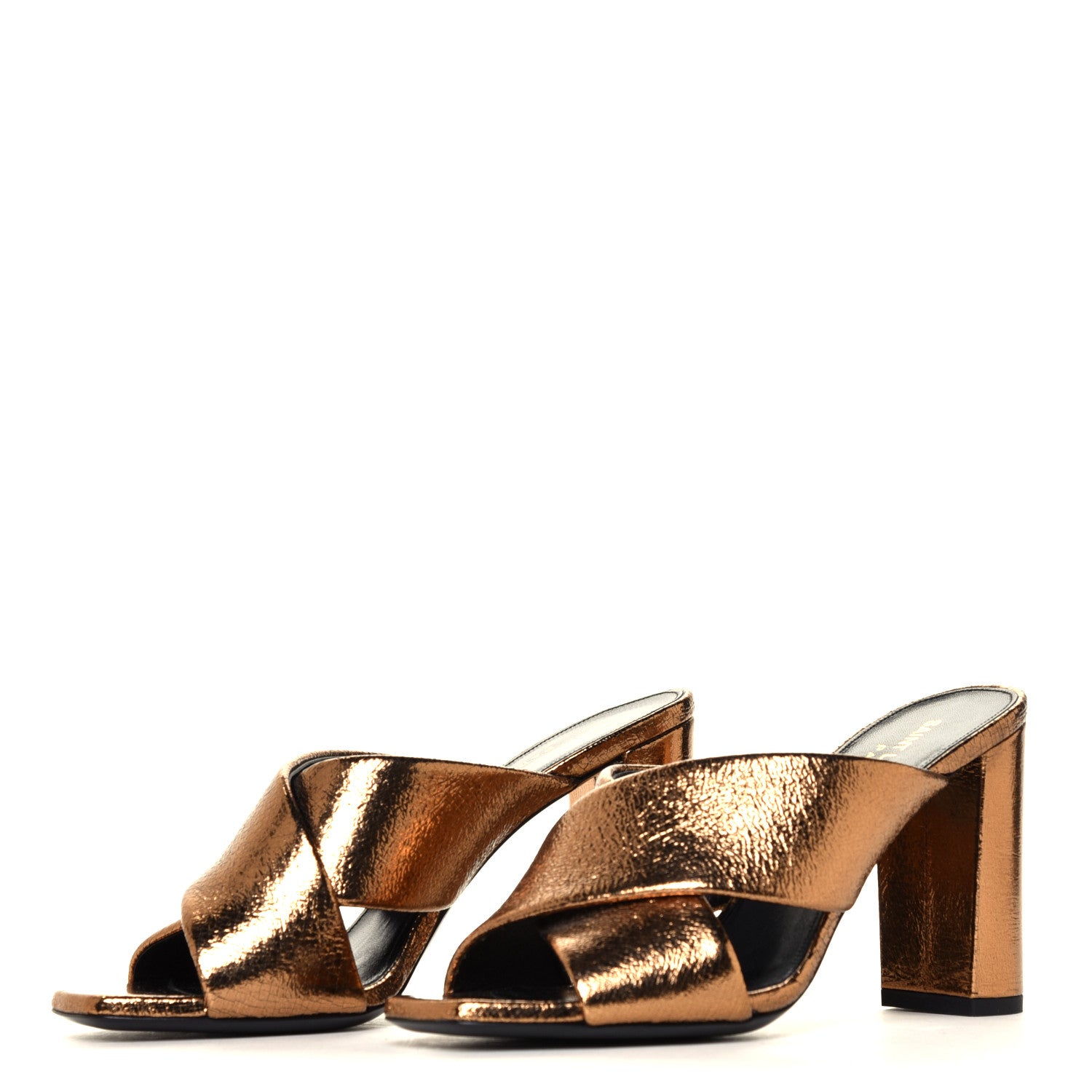 Saint Laurent Metallic Supercrack Calfskin LouLou 95 Mule Sandals 36 Chestnut 6 of 12