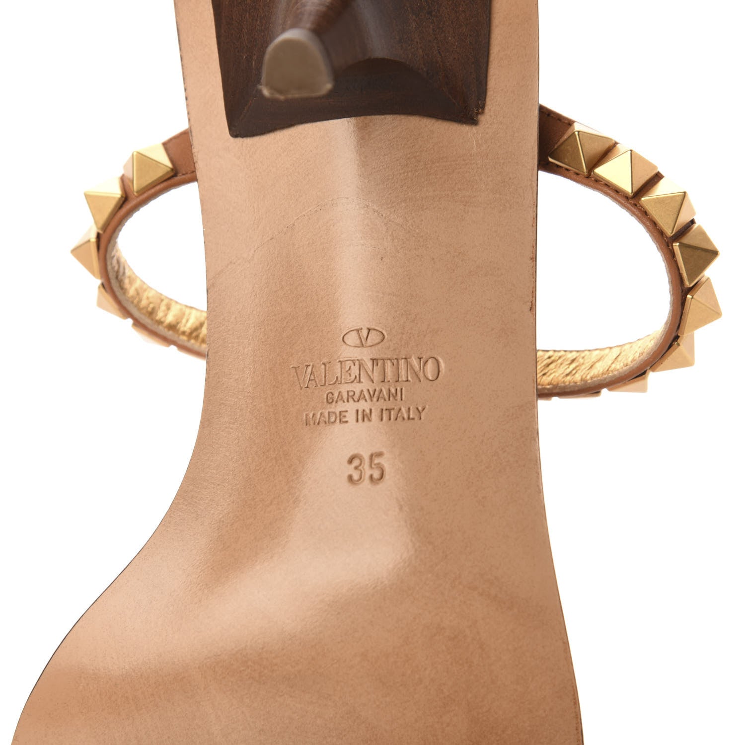 Valentino Garavani Calfskin Rockstud No Limit Sandals 35 Tan 7 of 7