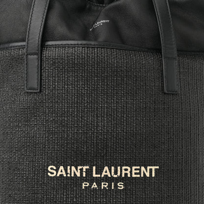 Saint Laurent Linen Canvas Teddy Shopping Bag Black 9 of 11