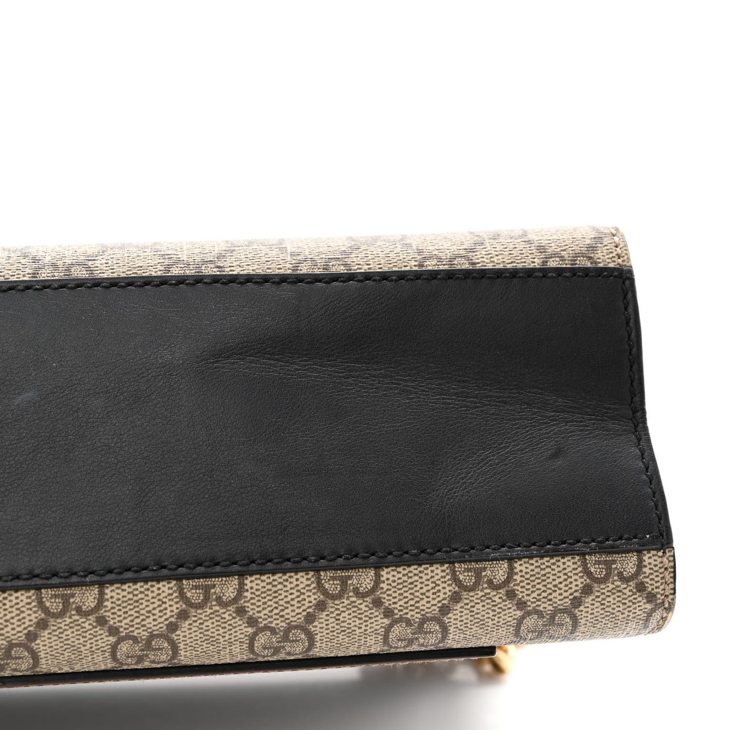 GG Supreme Monogram Calfskin Medium Padlock Shoulder Bag Beige Black Cuir
