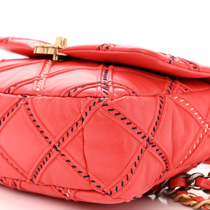 Chanel Lambskin Mixed Fibers Quilted Medium Chanel 19 Flap Coral 10 of 10