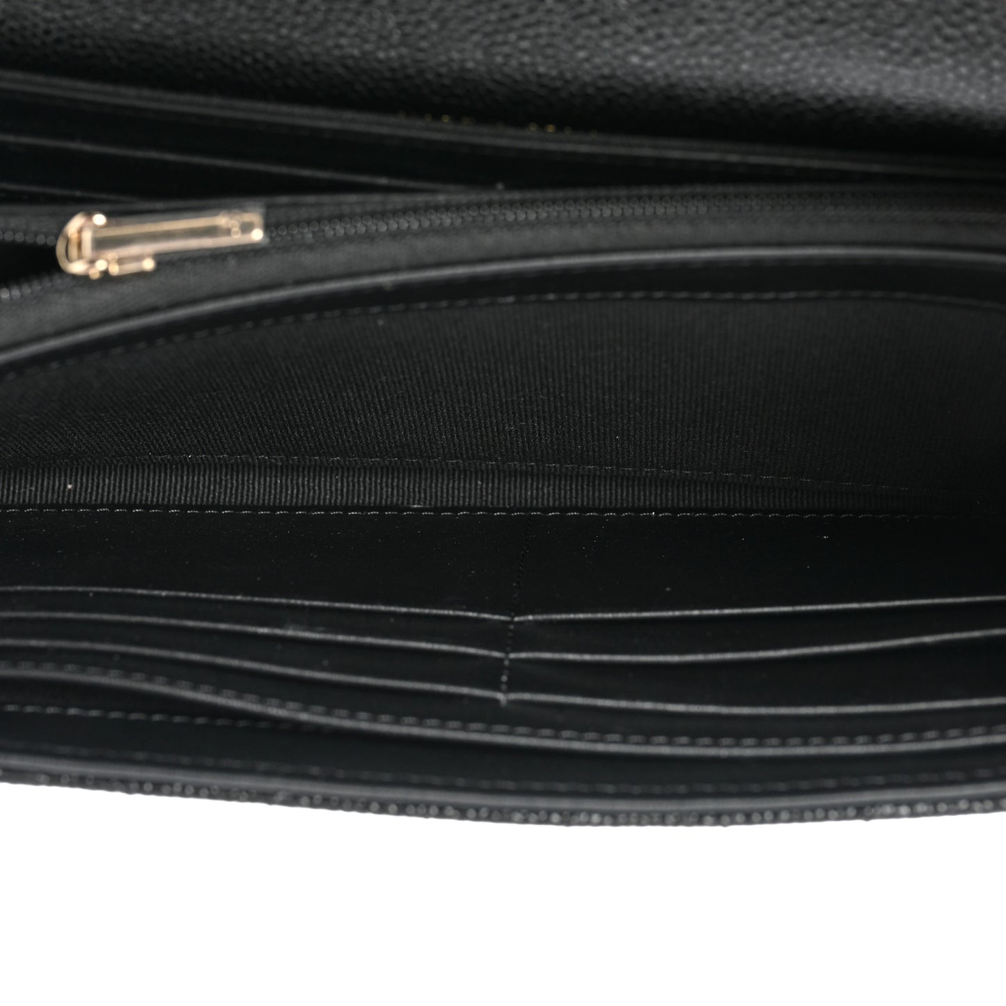 Caviar Quilted Multi Chain CC Large Gusset Flap Wallet Black