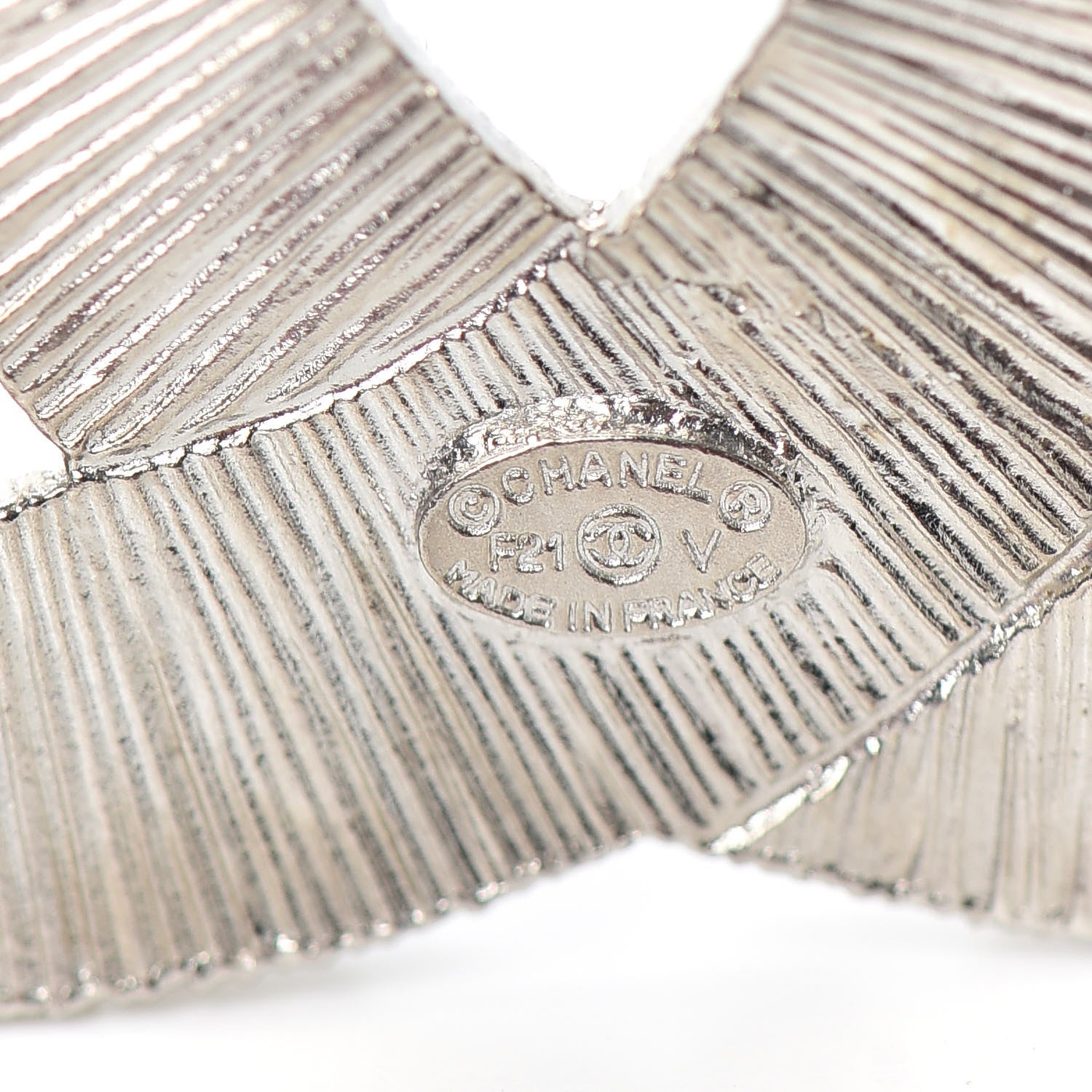 Chanel Baguette Crystal CC Brooch Silver 4 of 4