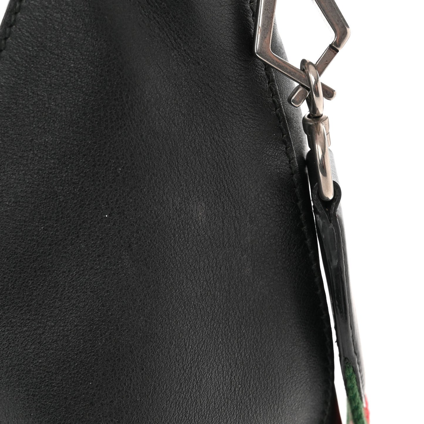 Calfskin Web Dog Embroidered Large Dionysus Hobo Black