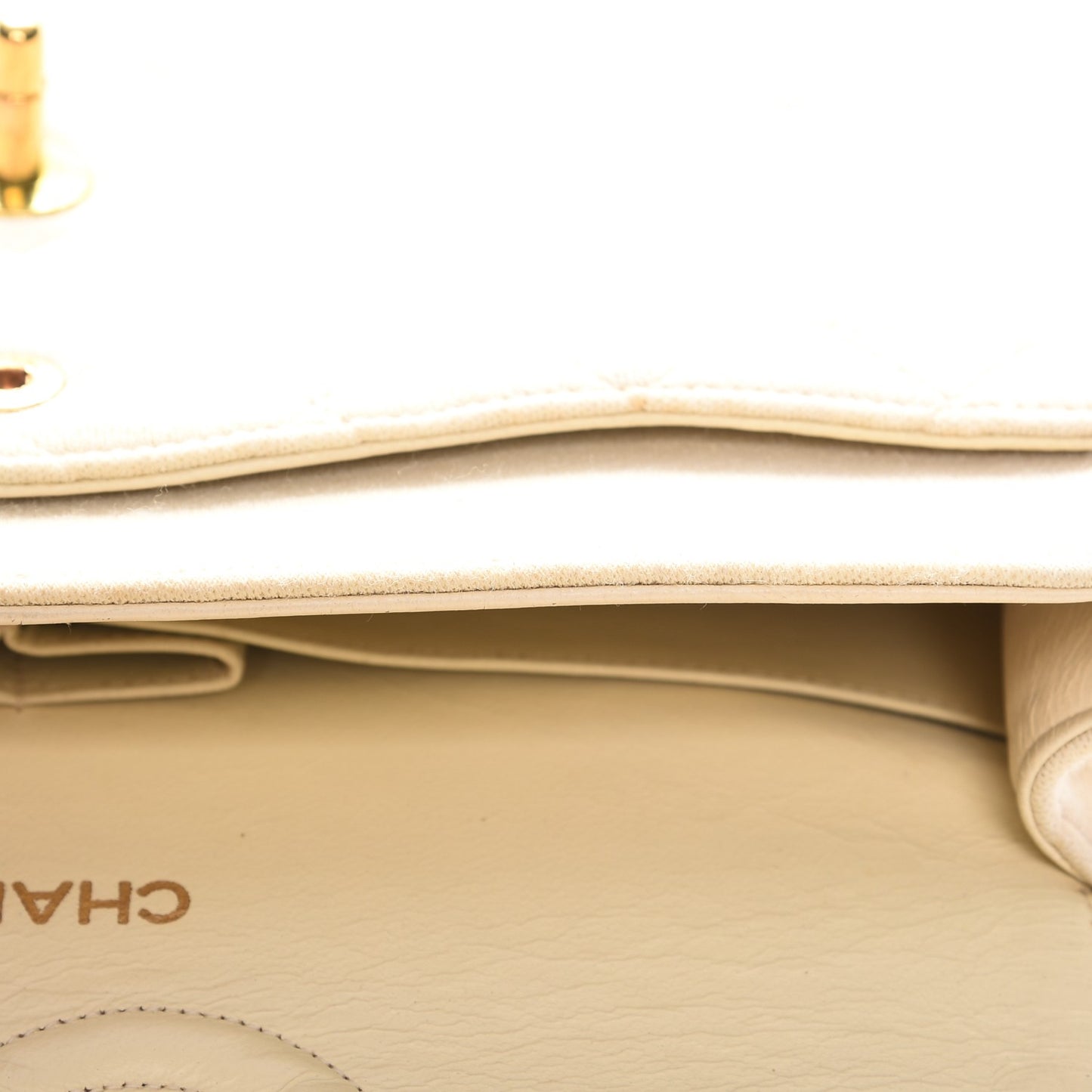 Jersey Quilted Medium Double Flap Beige