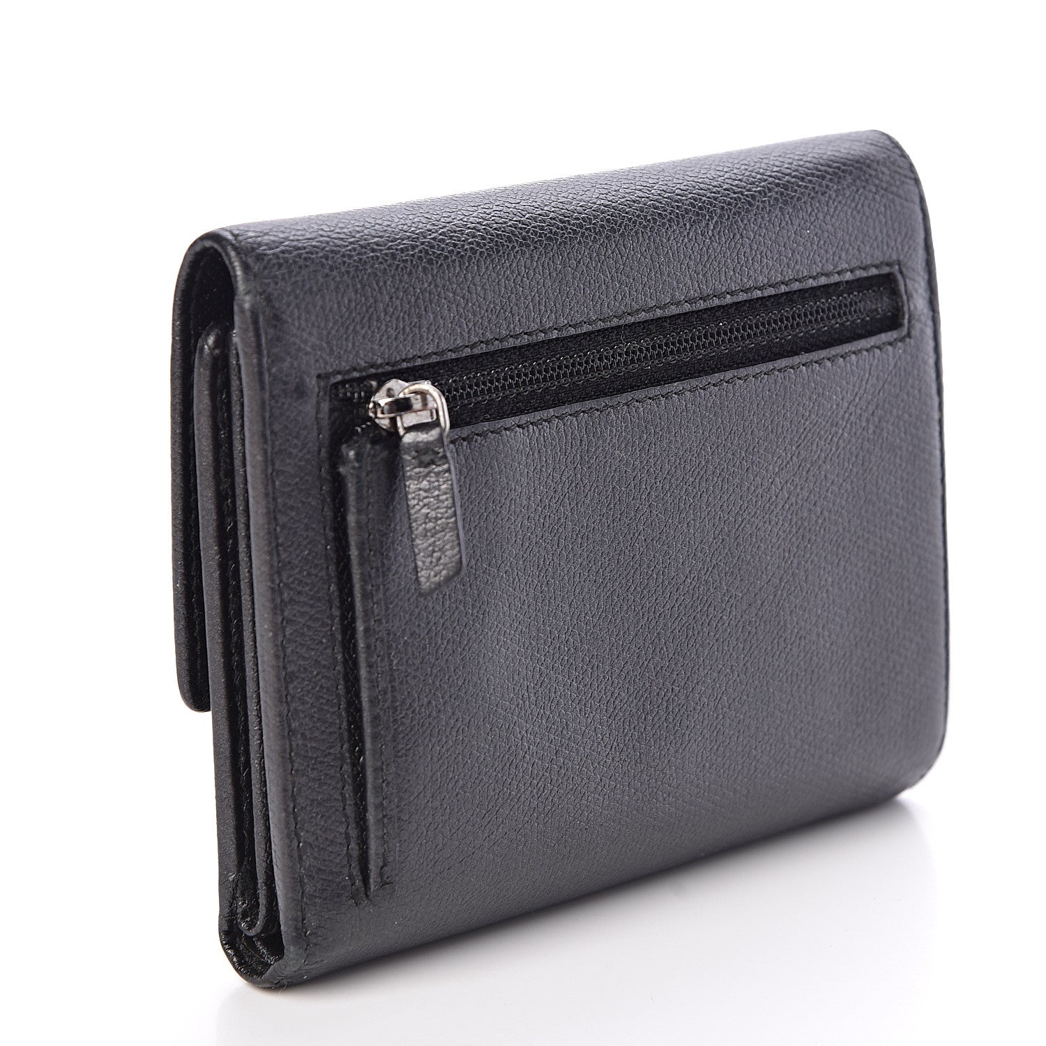 Chanel Grained Calfskin CC Button Flap Wallet Black 3 of 13