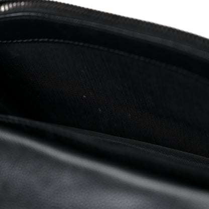 Saint Laurent Grain De Poudre Matelasse Chevron Monogram Monochrome Envelope Chain Wallet Black 10 of 18