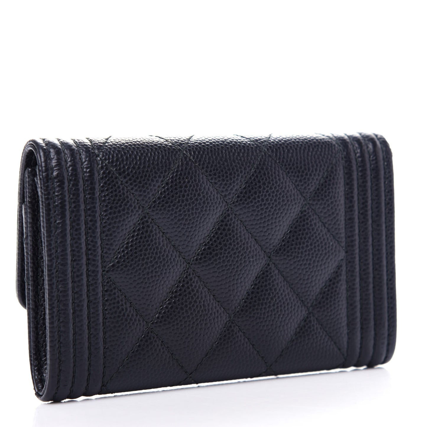 Caviar Quilted Boy Flap Card Holder Black