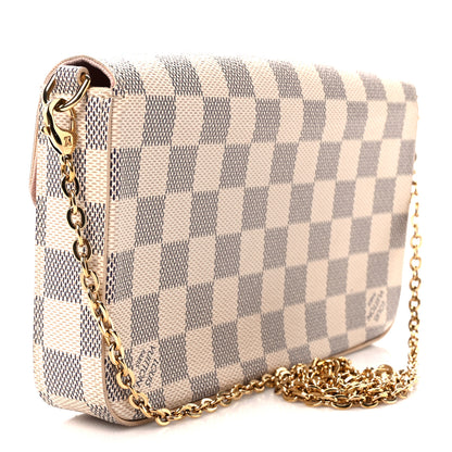Louis Vuitton Damier Azur Pochette Felicie Chain Wallet Rose Ballerine 4 of 13