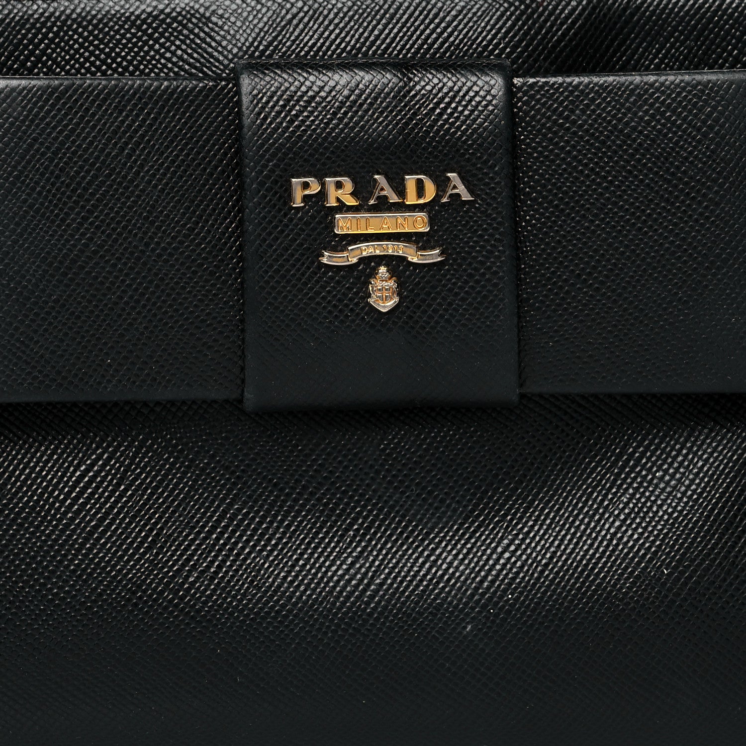 Prada Saffiano Fiocco Bow Zip Around Wallet Black 7 of 15