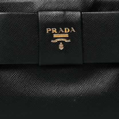 Prada Saffiano Fiocco Bow Zip Around Wallet Black 7 of 15