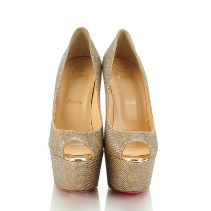 Christian Louboutin Glitter Fabric Altareva 160 Pumps 38.5 Gold 2 of 7