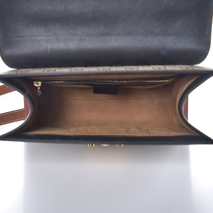 Gucci GG Supreme Monogram Calfskin Small Padlock Top Handle Bag Beige Black Cuir 5 of 9