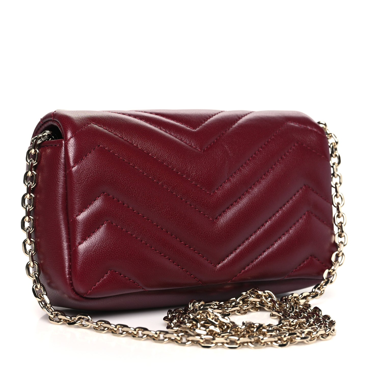 Lambskin Matelasse Mini GG Marmont Shoulder Bag Rosso Ancora