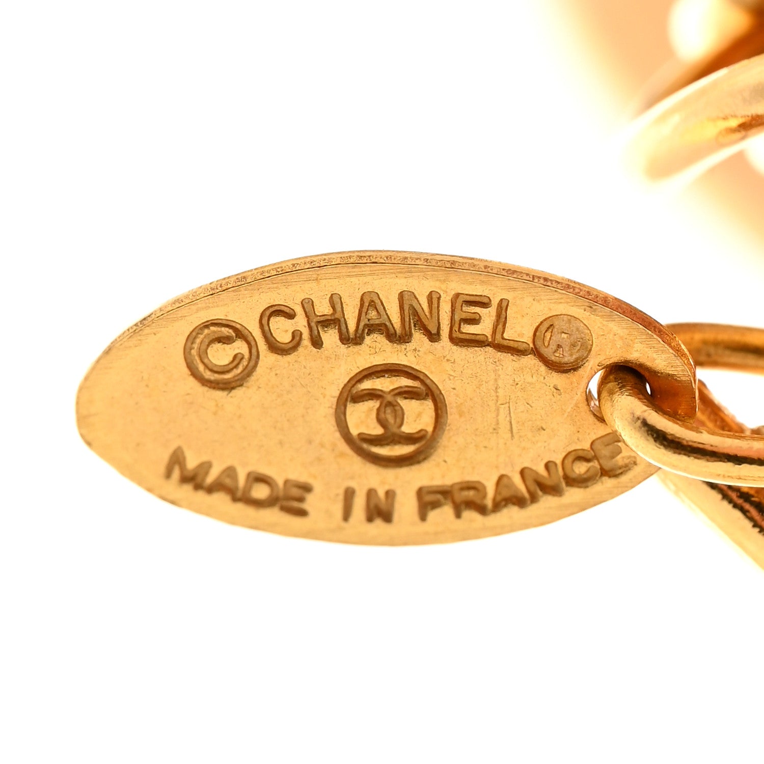 Chanel Chain Link Logo Medallion Triple Strand Choker Necklace Gold 5 of 6