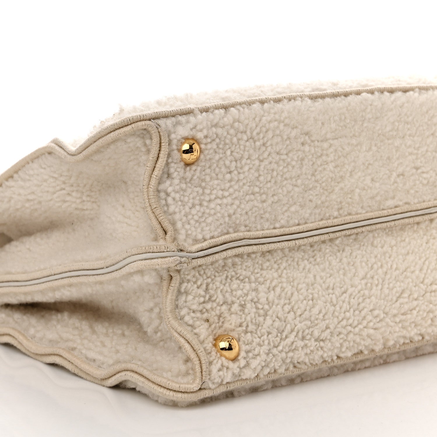 Fendi Curly Shearling Shiny Nappa Medium Peekaboo I SEE U Satchel White 9 of 12