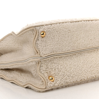 Fendi Curly Shearling Shiny Nappa Medium Peekaboo I SEE U Satchel White 9 of 12