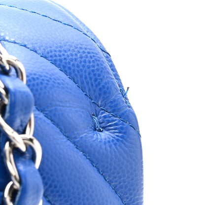 Chanel Caviar Chevron Quilted Medium Double Flap Blue 11 of 14