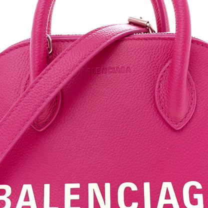 Balenciaga Signature Grained Calfskin Logo XXS Ville Top Handle Bag Fuchsia White 7 of 10