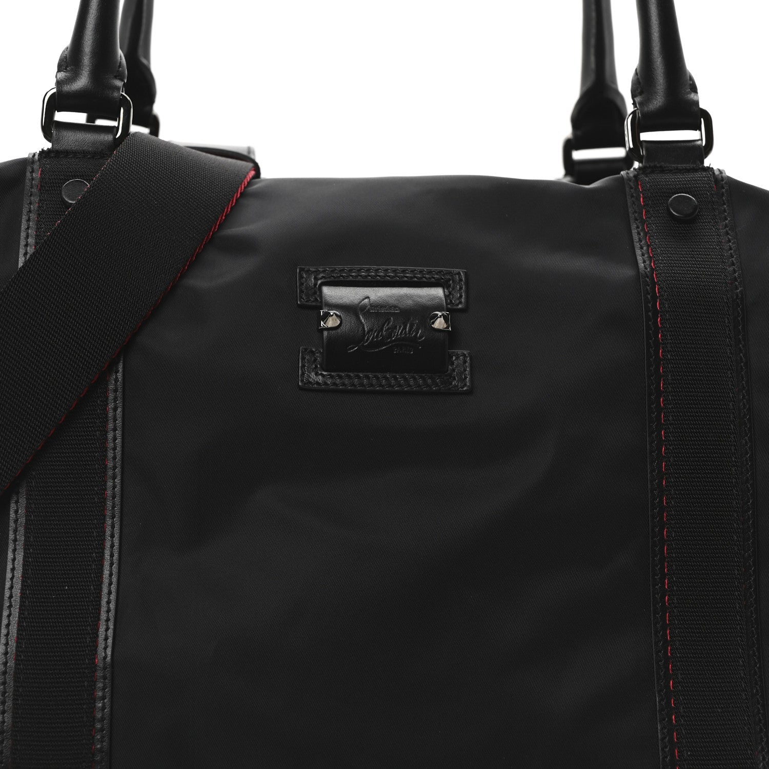 Christian Louboutin Nylon Calfskin Paris Loubcity Weekender Black Gunmetal 8 of 10