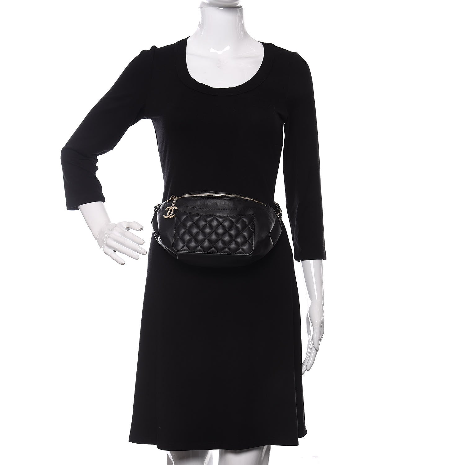 Chanel Lambskin Quilted Waist Bag Fanny Pack Black 2 of 10