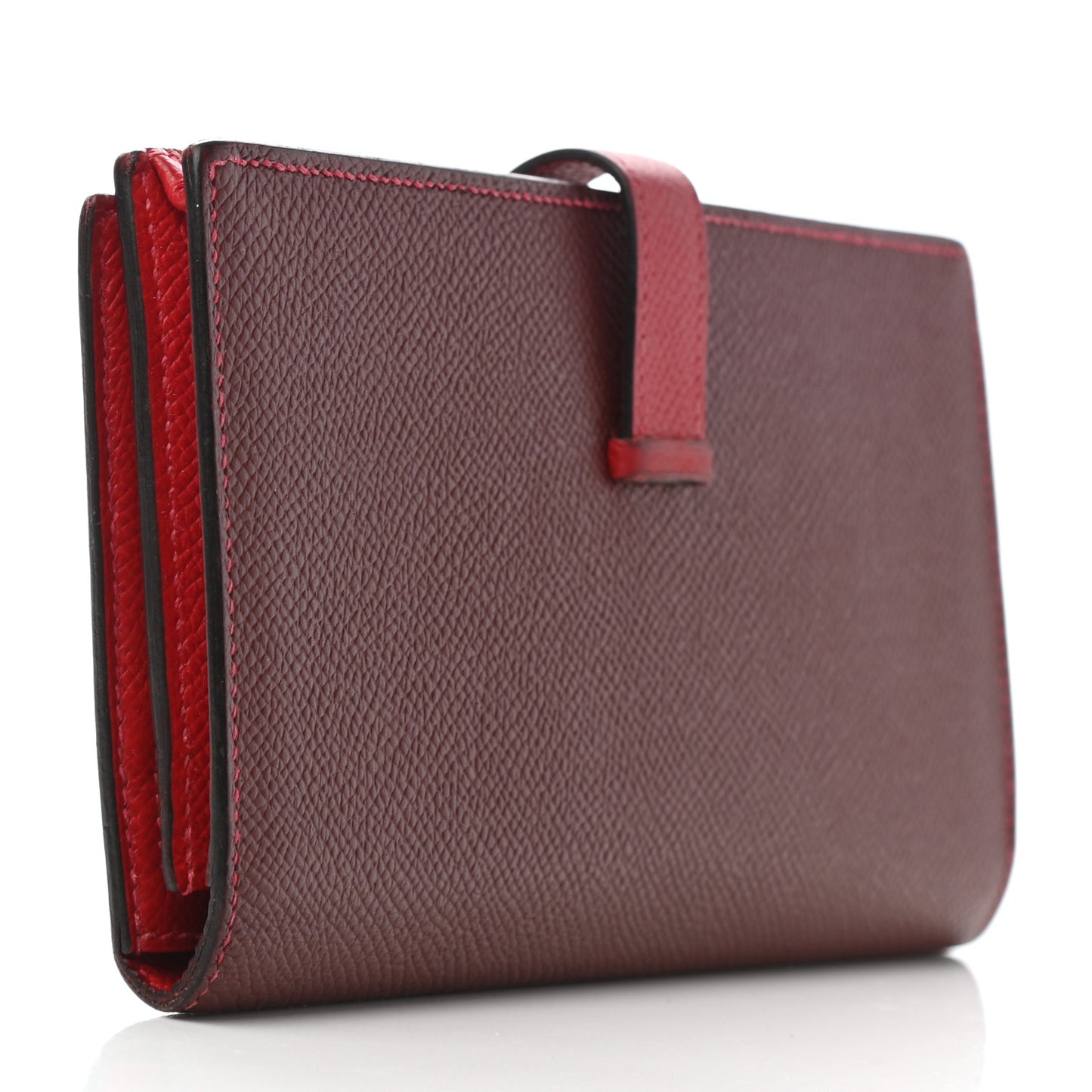 Epsom Bi-Color Bearn Gusset Wallet Rouge H Rouge Casaque