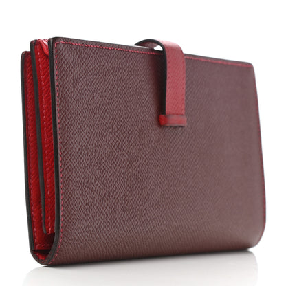Hermes Epsom Bi-Color Bearn Gusset Wallet Rouge H Rouge Casaque 3 of 7
