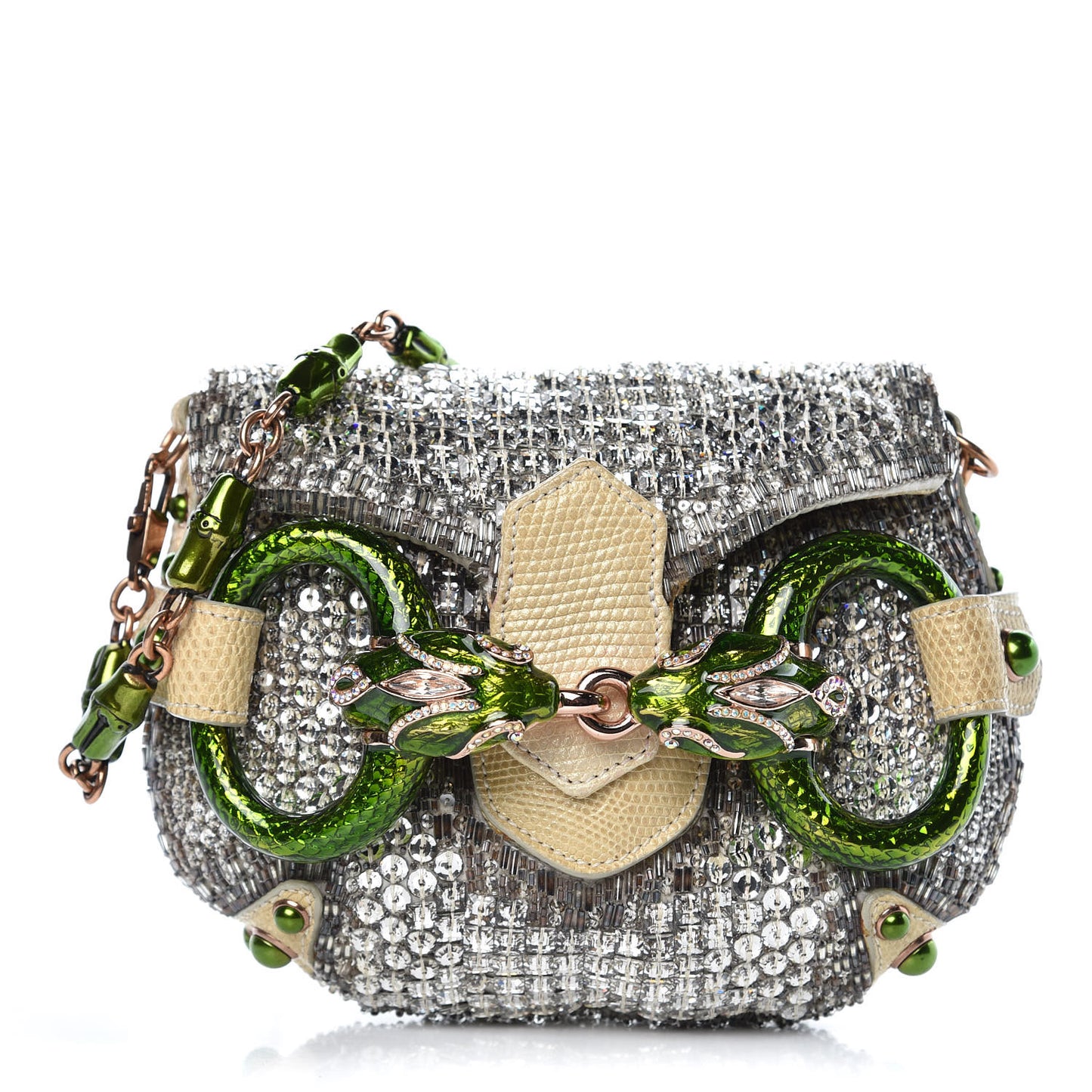 Monogram Lizard Jeweled Dragon Evening Bag