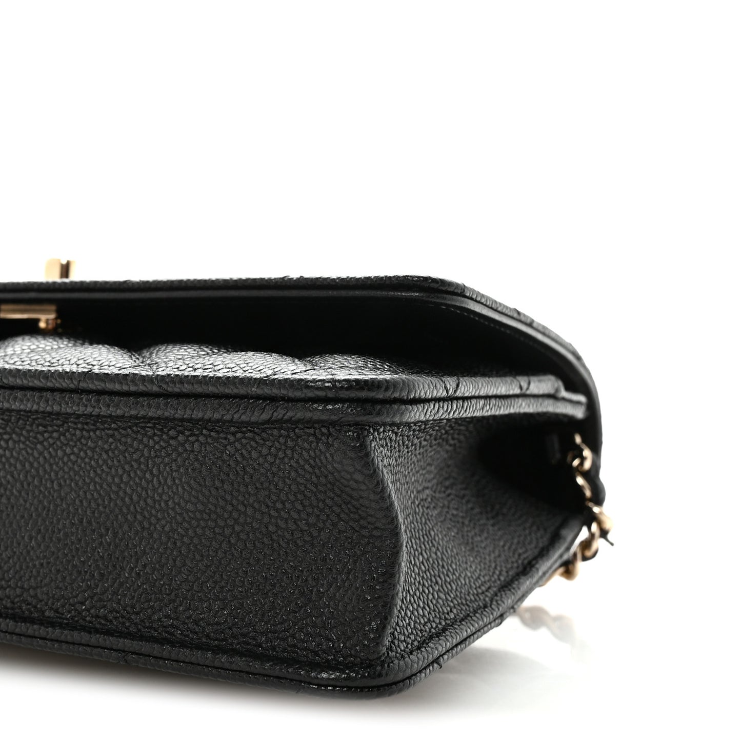 Caviar Quilted Bow Wallet On Chain WOC Black