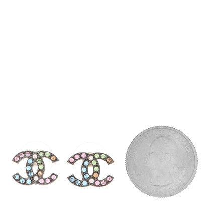Chanel Ruthenium Crystal CC Earrings Multicolor 2 of 5