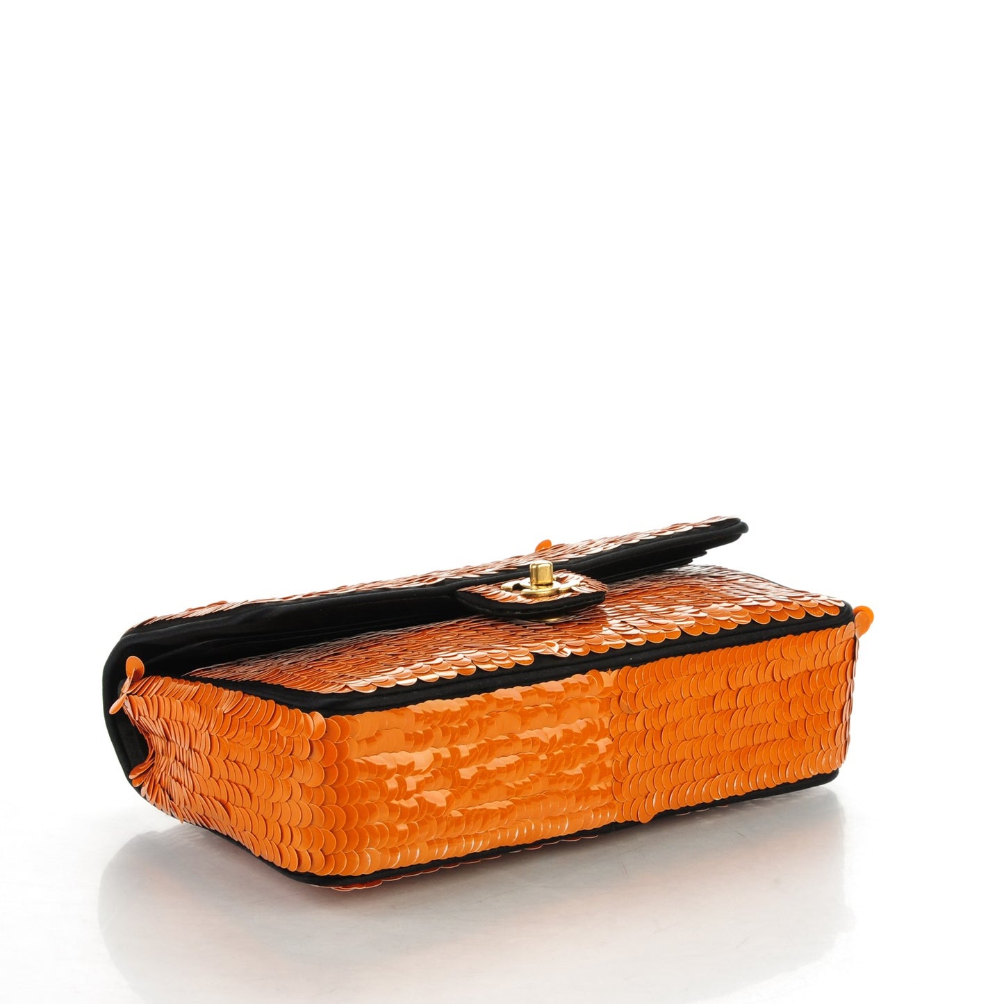 Satin Sequin Medium Paris Shanghai Double Flap Orange