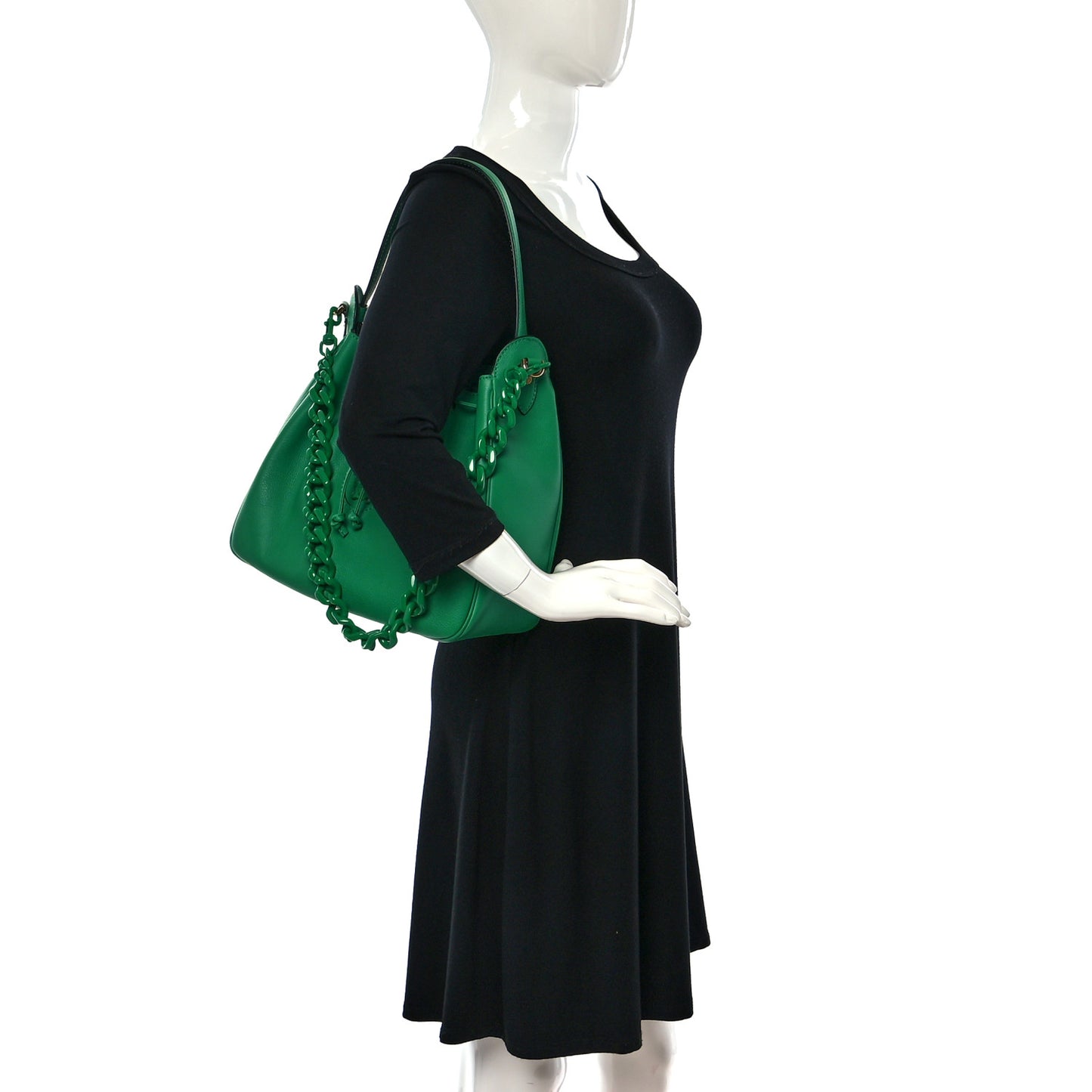 Grained Calfskin La Medusa Bucket Bag Green