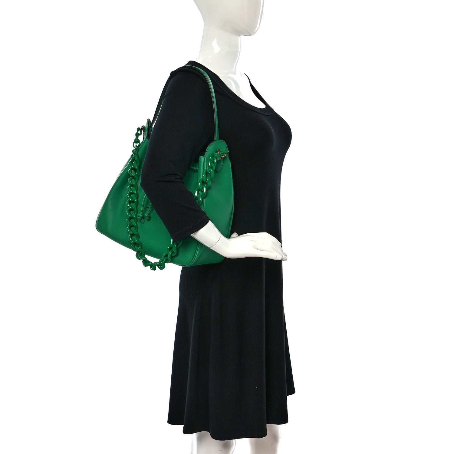 Versace Grained Calfskin La Medusa Bucket Bag Green 2 of 8