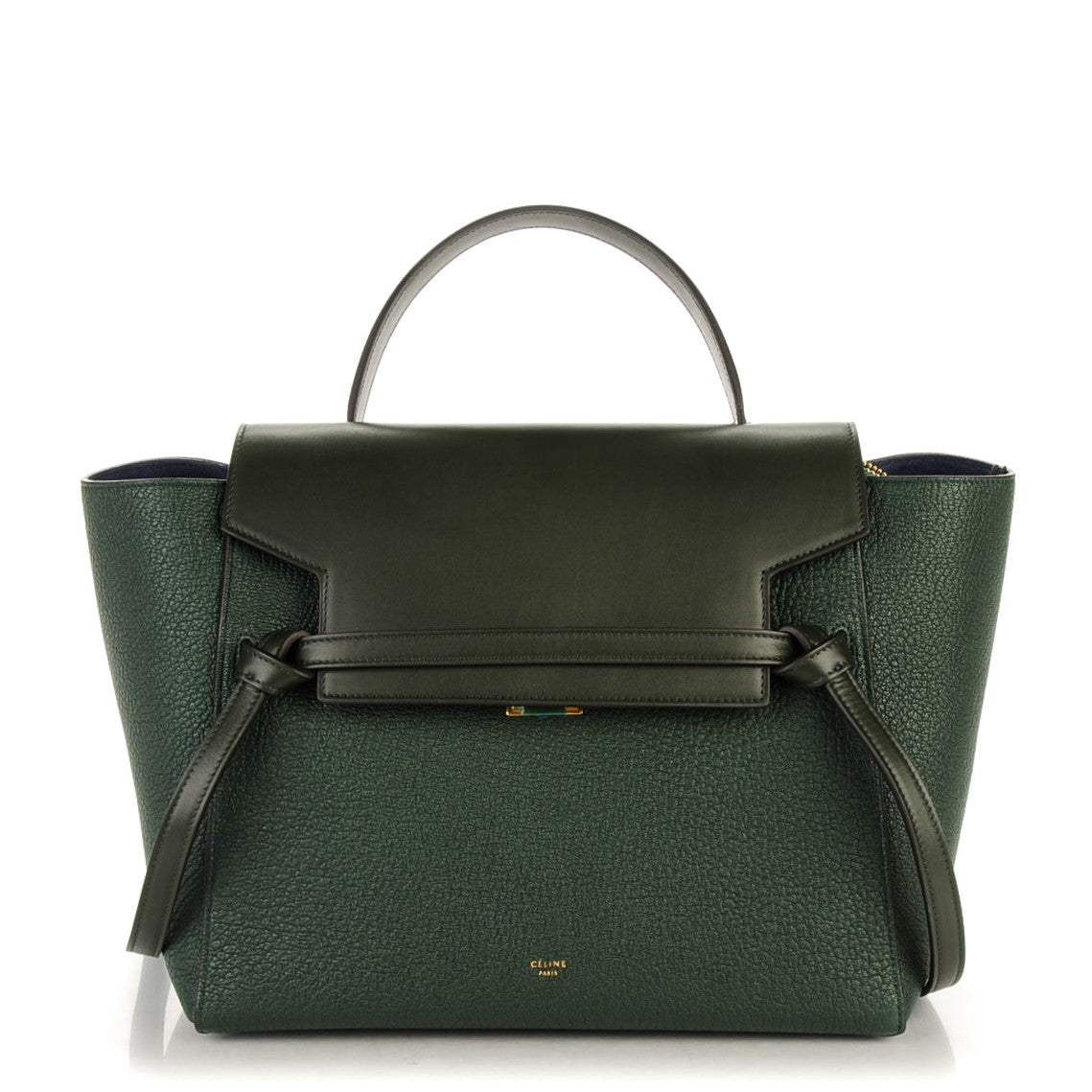Goatskin Smooth Calfskin Mini Belt Bag Dark Green