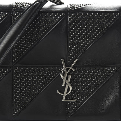Saint Laurent Lambskin Patchwork Micro Stud Monogram Medium Jamie Baguette Black 9 of 9